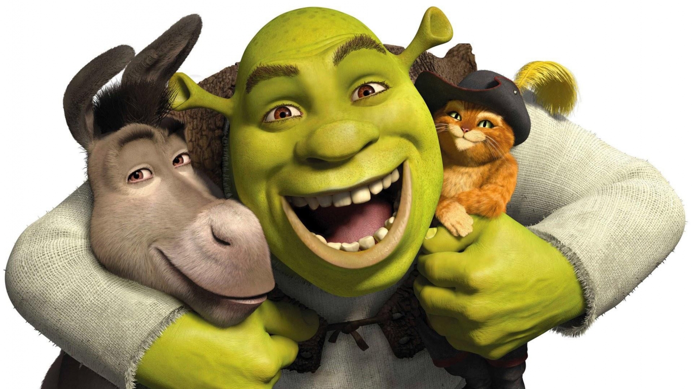 Happy Shrek for 1366 x 768 HDTV resolution