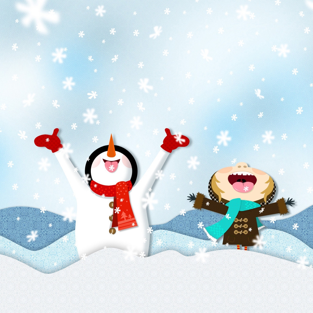 Happy Snowmen for 1024 x 1024 iPad resolution