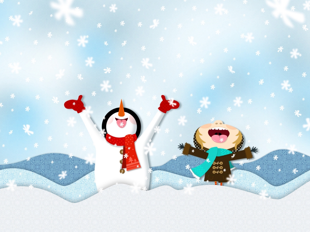 Happy Snowmen for 1024 x 768 resolution