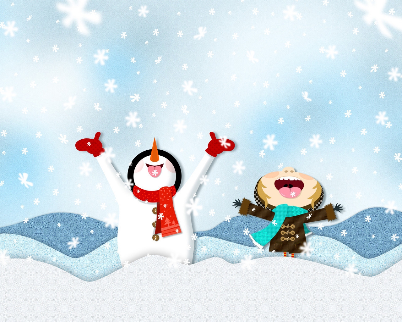 Happy Snowmen for 1280 x 1024 resolution