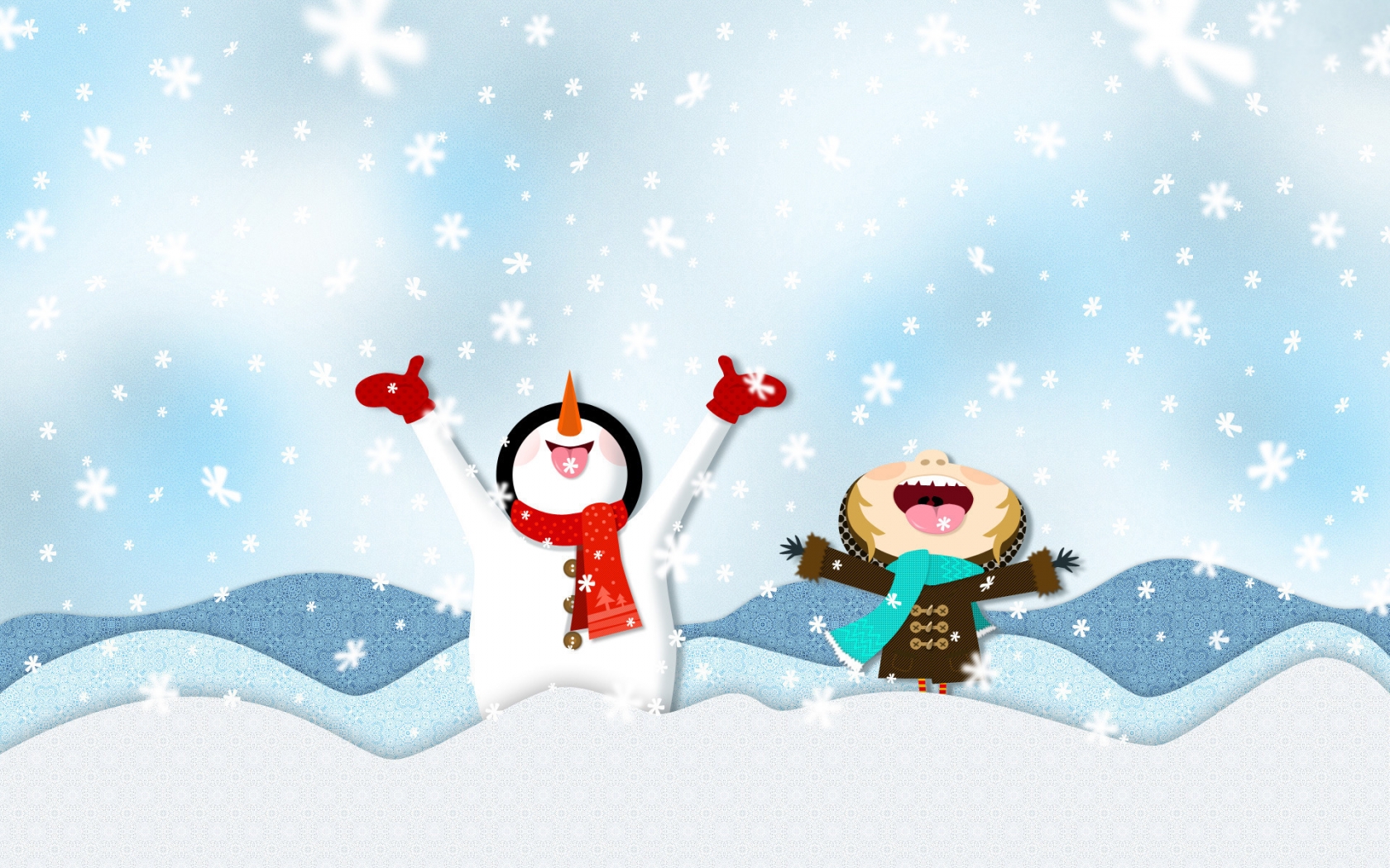 Happy Snowmen for 1680 x 1050 widescreen resolution