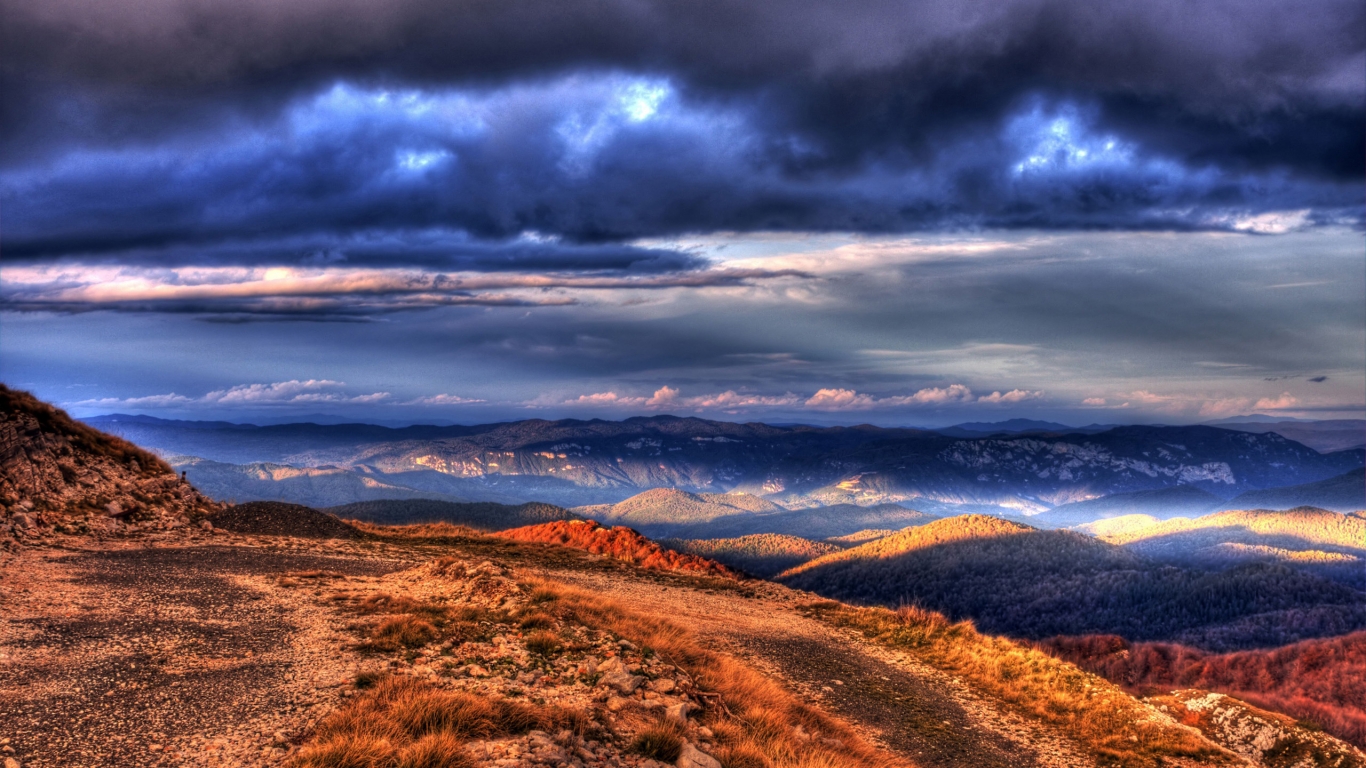 HDR View from Mountains for 1366 x 768 HDTV resolution