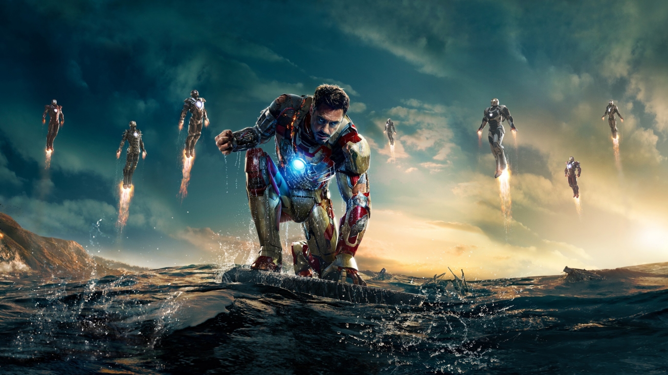 Iron Man 3 Robert Downey Jr for 1366 x 768 HDTV resolution