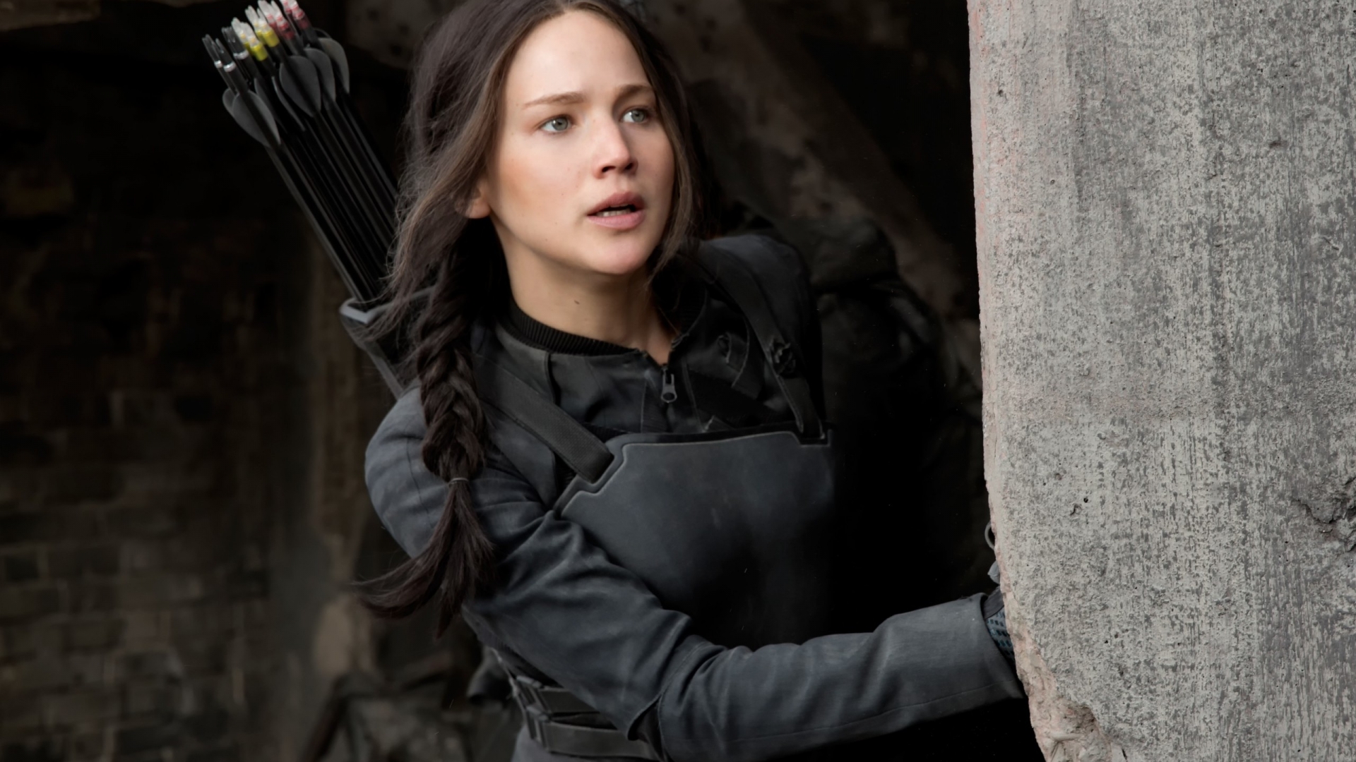 Jennifer Lawrence as Katniss Everdeen for 1920 x 1080 HDTV 1080p resolution
