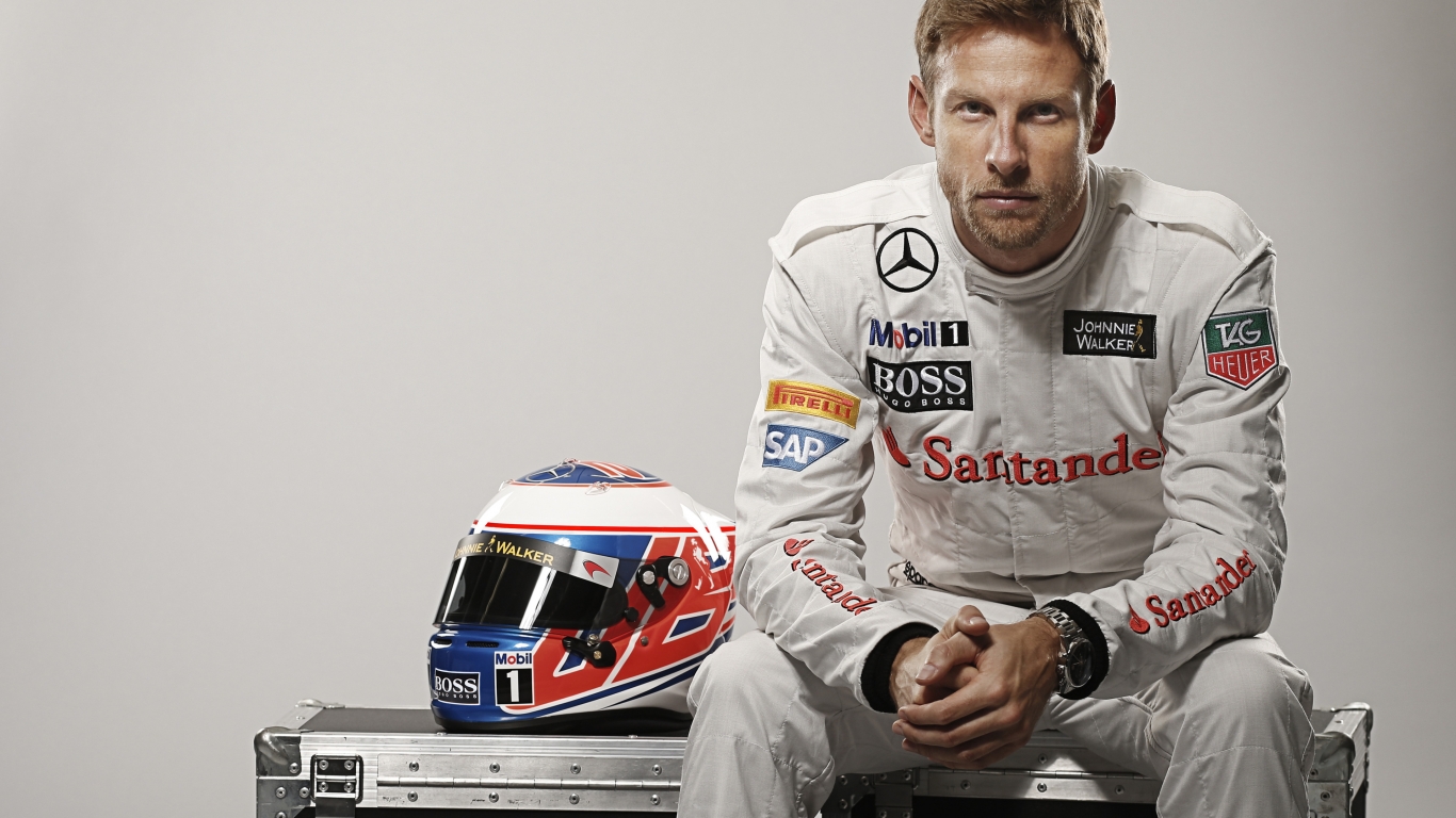 Jenson Button Formula One for 1366 x 768 HDTV resolution