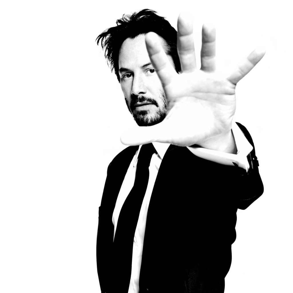 Keanu Reeves Black and White for 1024 x 1024 iPad resolution