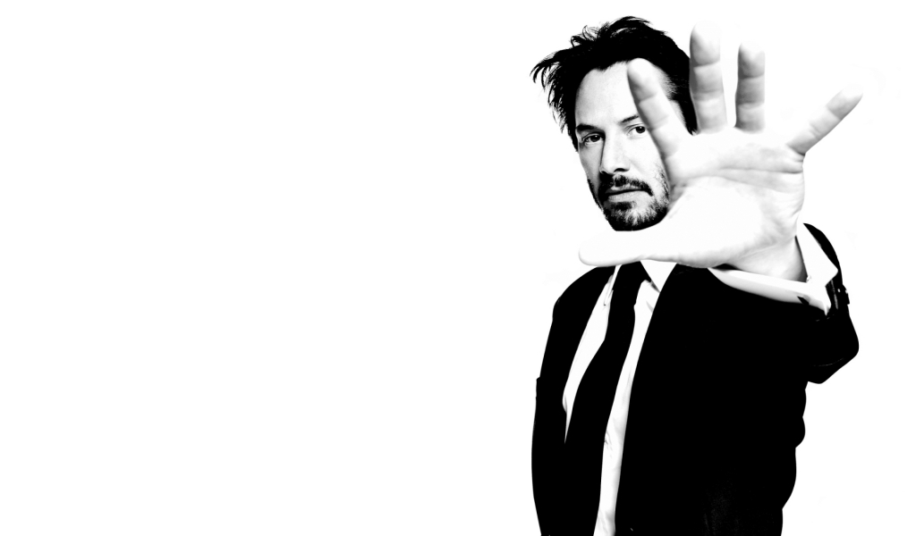 Keanu Reeves Black and White for 1024 x 600 widescreen resolution