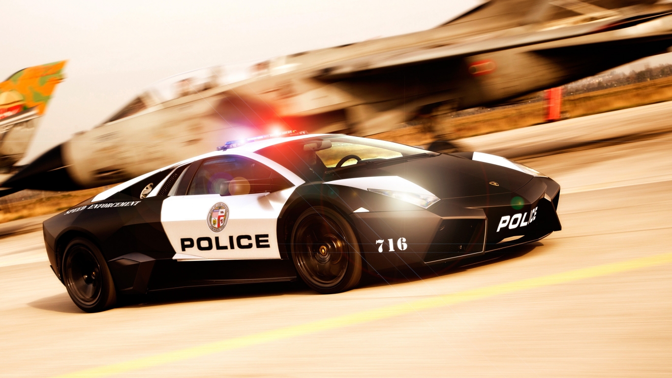 Lamborghini Police Car NFS for 1366 x 768 HDTV resolution