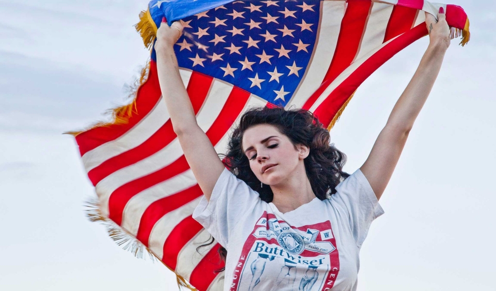 Lana Del Rey American Flag for 1024 x 600 widescreen resolution