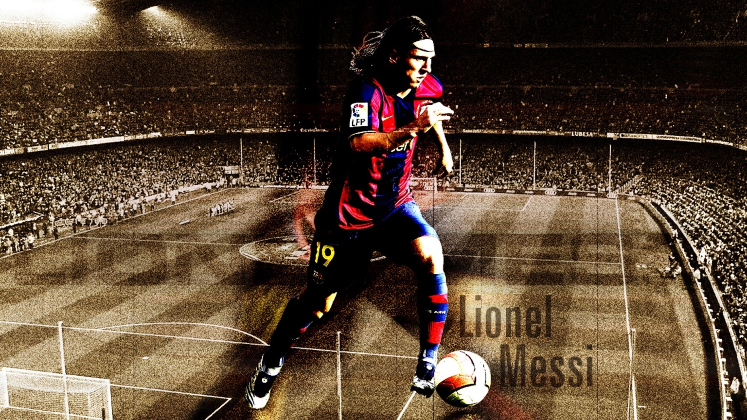 Lionel Messi Barcelona Fan Art for 1536 x 864 HDTV resolution
