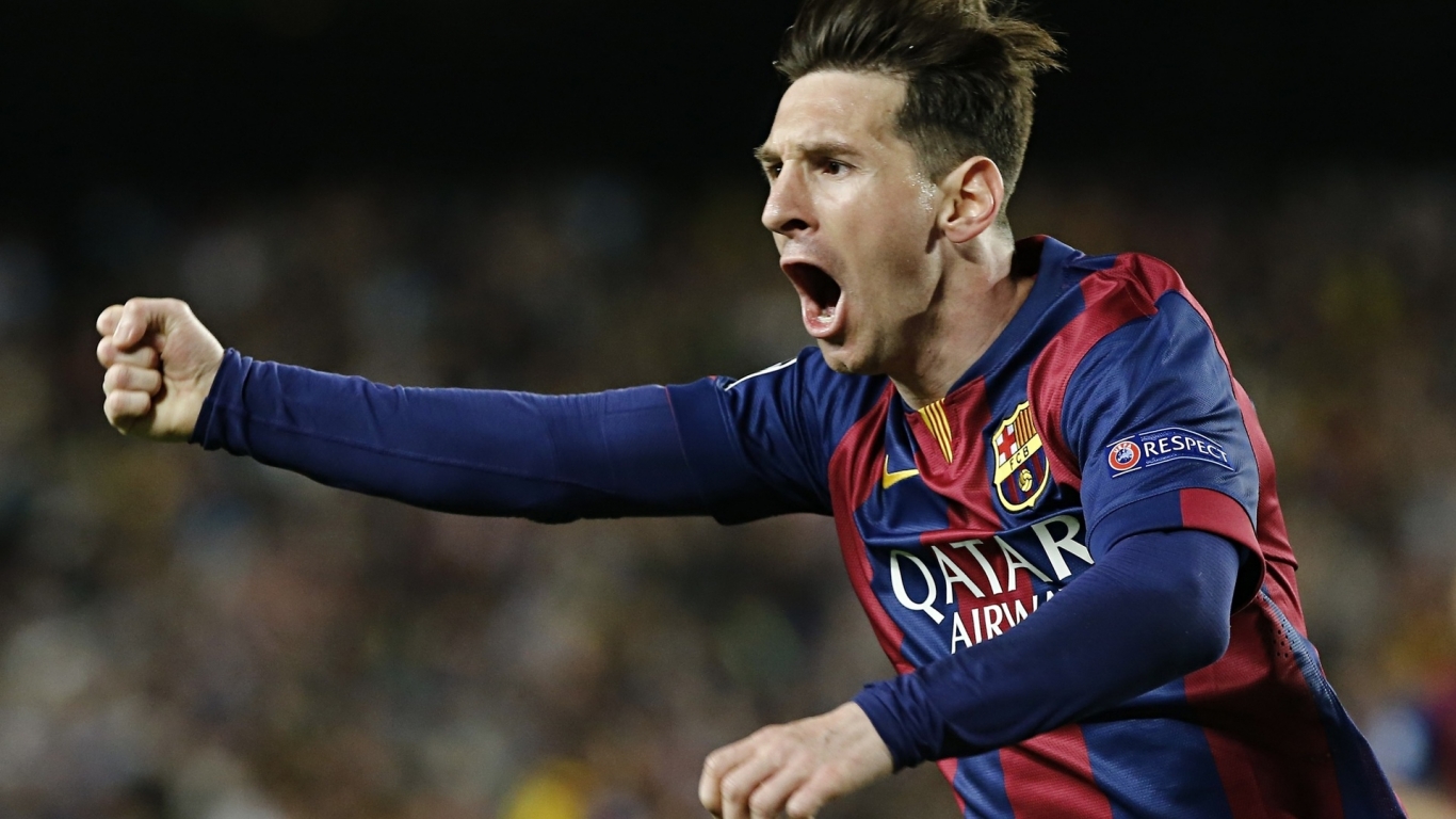 Lionel Messi Celebrating for 1366 x 768 HDTV resolution