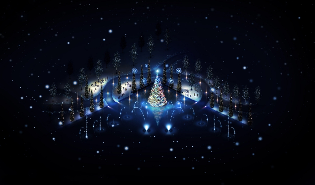 Lovely Christmas Trees Lighting for 1024 x 600 widescreen resolution
