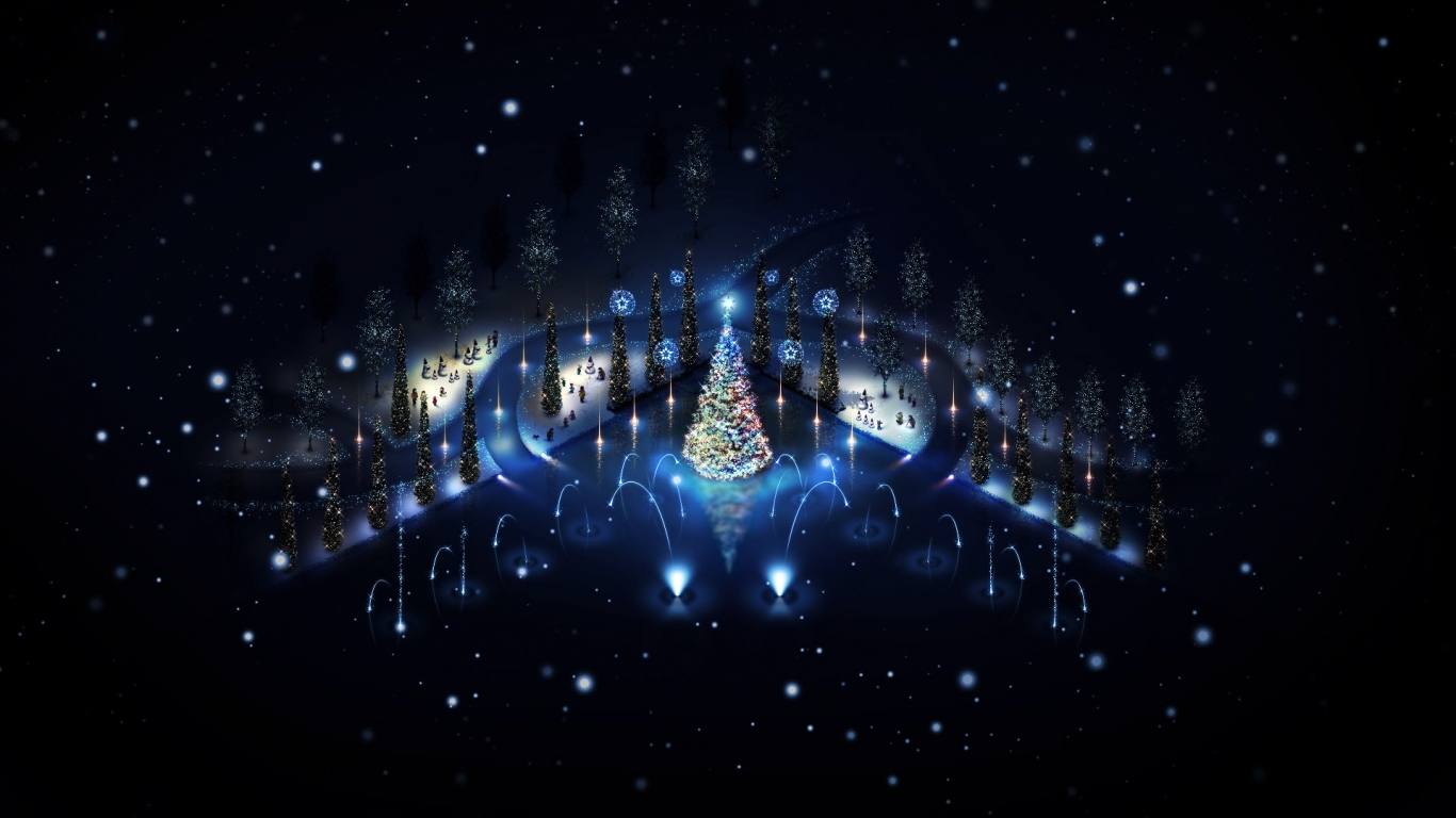 Lovely Christmas Trees Lighting for 1366 x 768 HDTV resolution