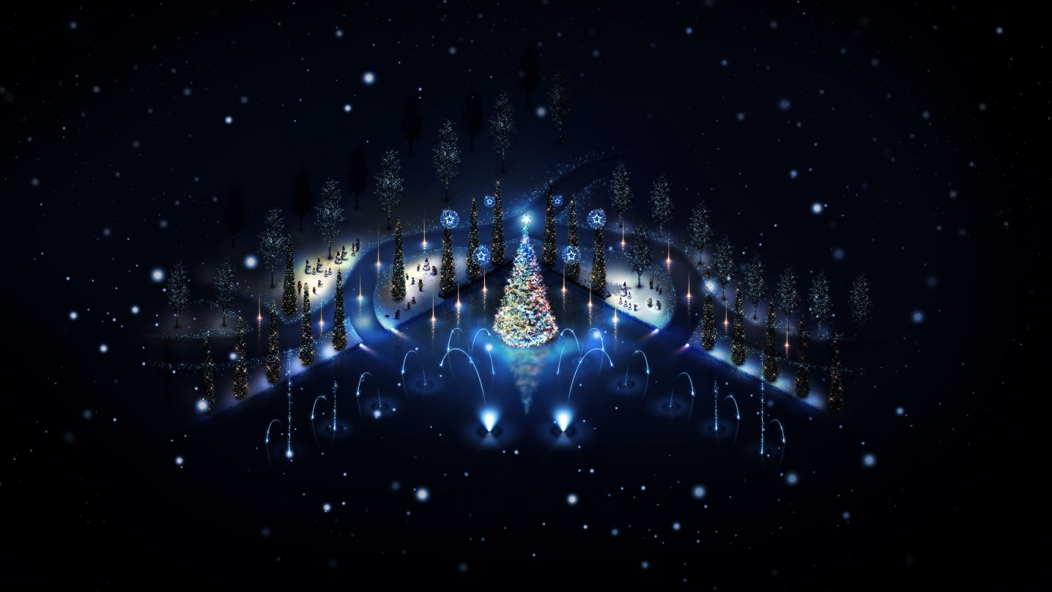 Lovely Christmas Trees Lighting for 1536 x 864 HDTV resolution