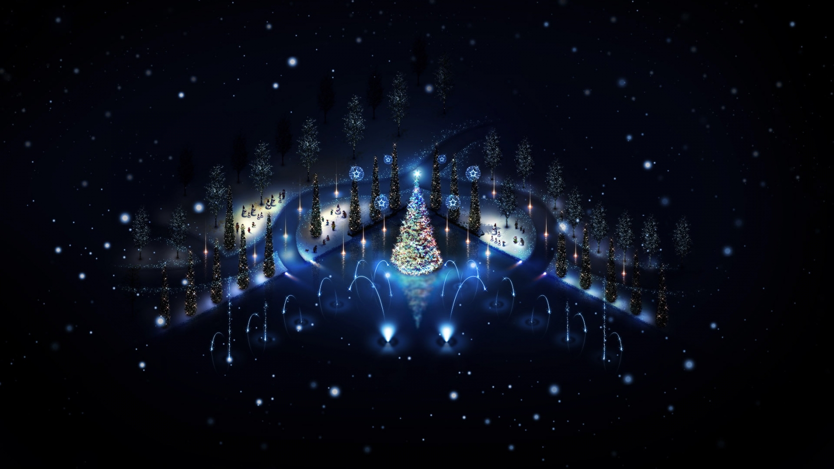 Lovely Christmas Trees Lighting for 1680 x 945 HDTV resolution
