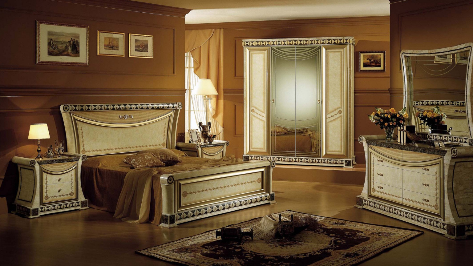 Luxurious bedroom for 1536 x 864 HDTV resolution