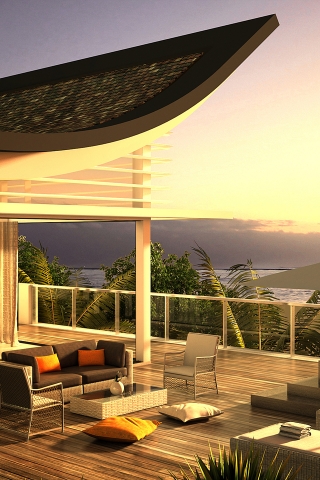 Luxury Villa Terrace View for 320 x 480 iPhone resolution