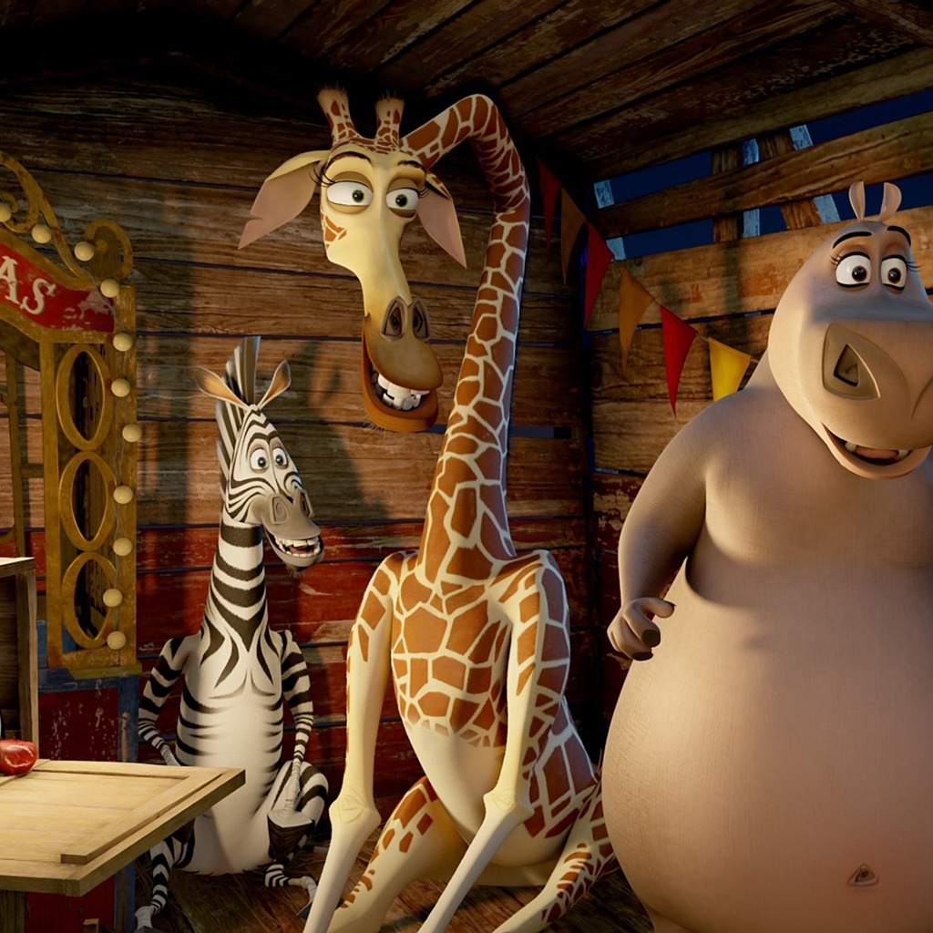 Madagascar 3 Characters for 1024 x 1024 iPad resolution