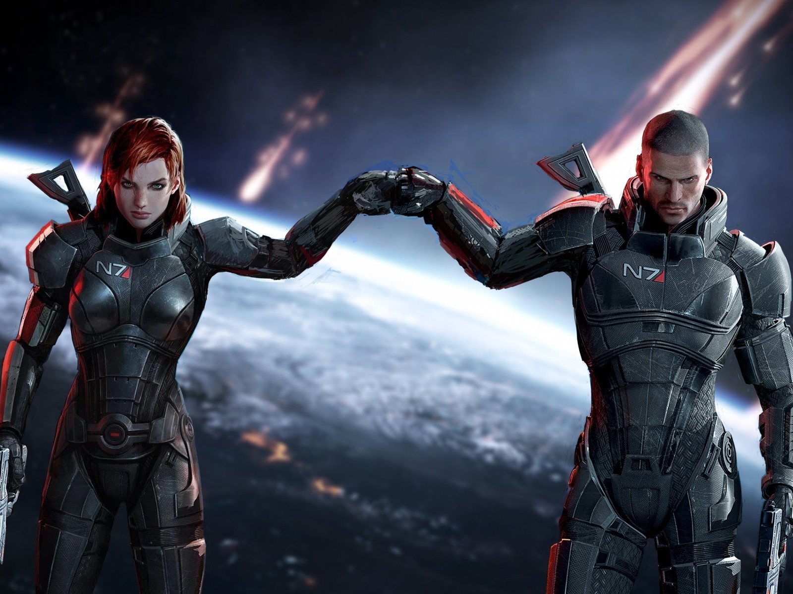 Mass Effect Jane and John Shepard for 1600 x 1200 resolution