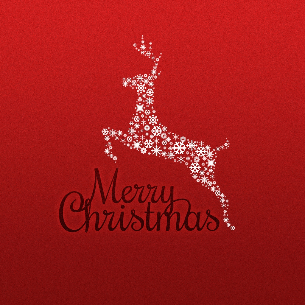 Merry Christmas Red Card for 1024 x 1024 iPad resolution