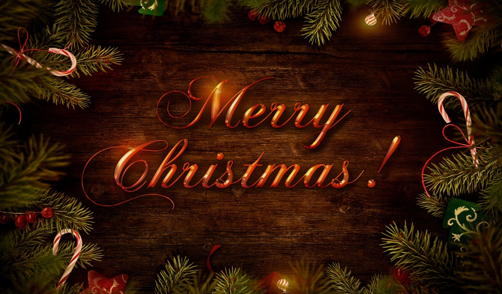 Merry Christmas Wish Decoration for 1024 x 600 widescreen resolution
