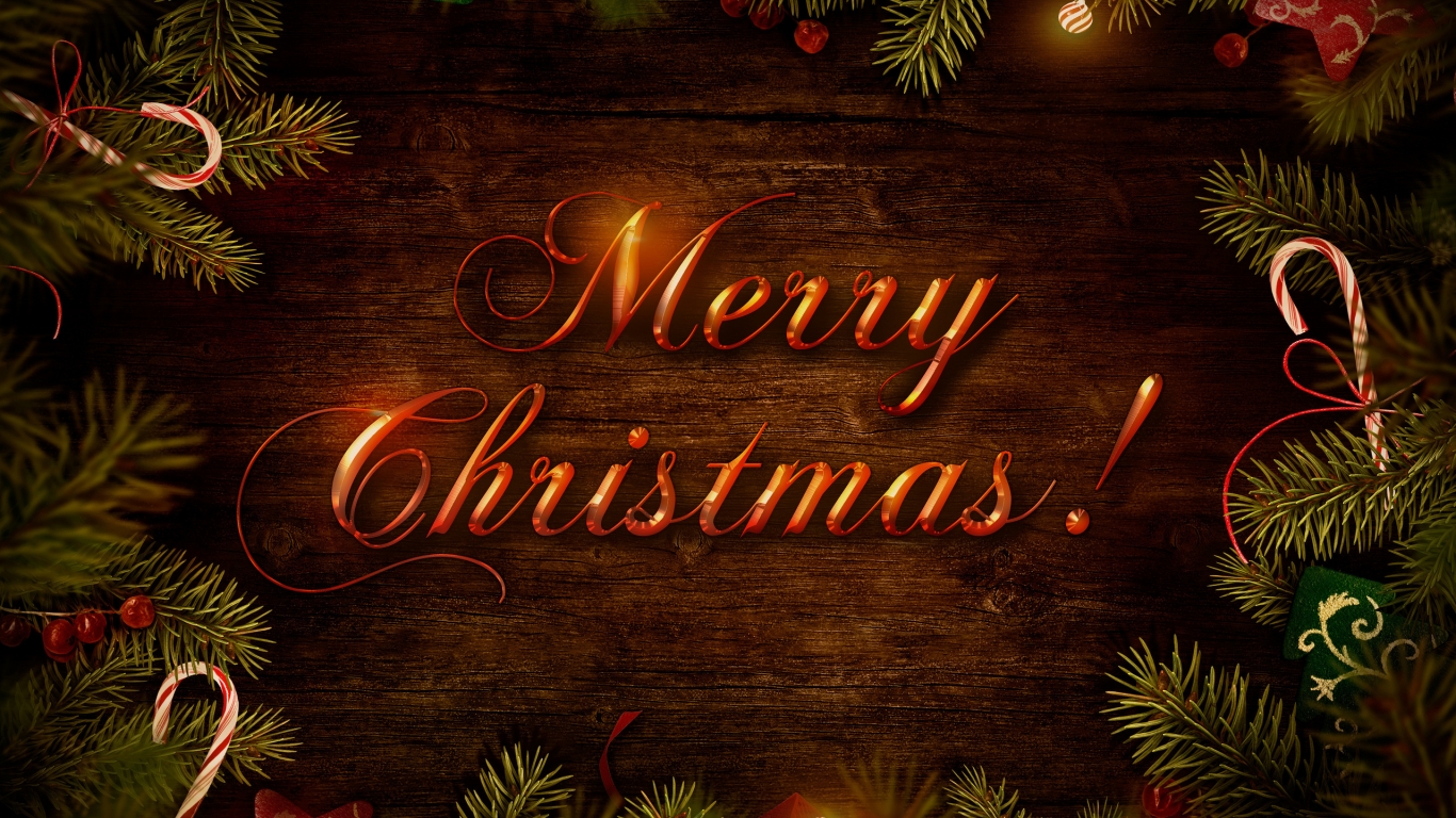 Merry Christmas Wish Decoration for 1366 x 768 HDTV resolution