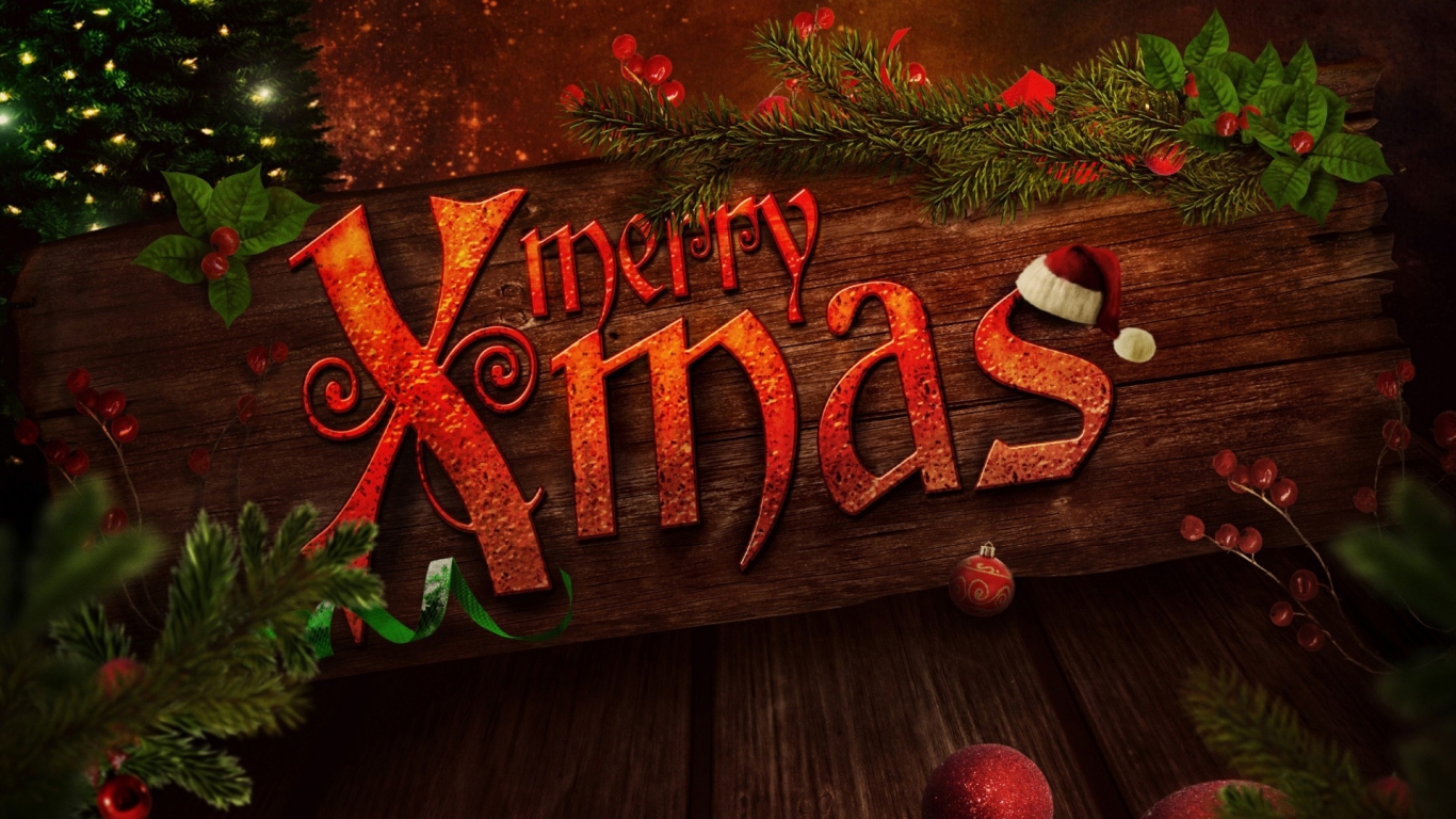 Merry Xmas for 1366 x 768 HDTV resolution