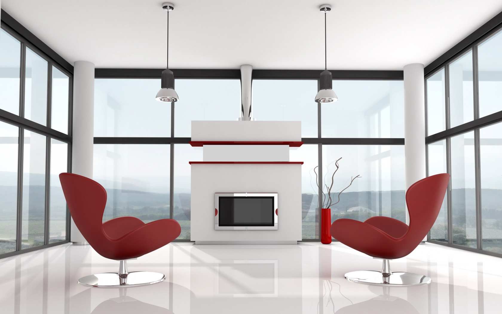 Modern White and Red Interior for 1680 x 1050 widescreen resolution