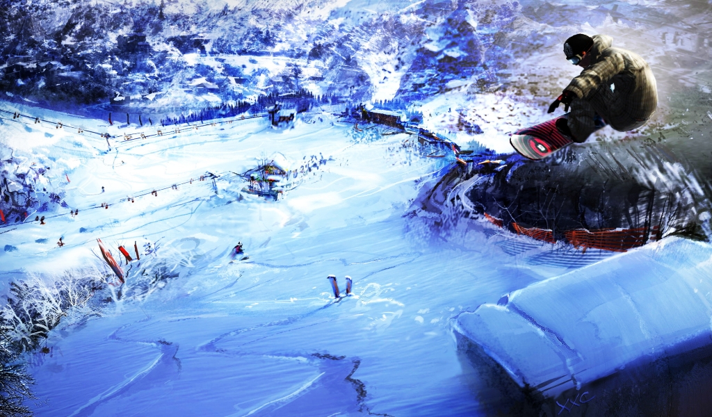 Mountain Snowboarding Sport for 1024 x 600 widescreen resolution