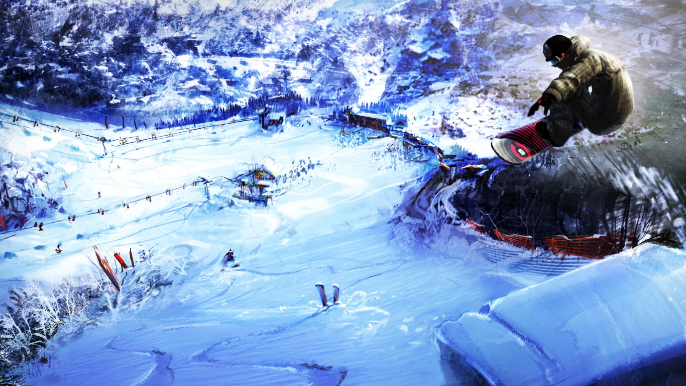 Mountain Snowboarding Sport for 1366 x 768 HDTV resolution