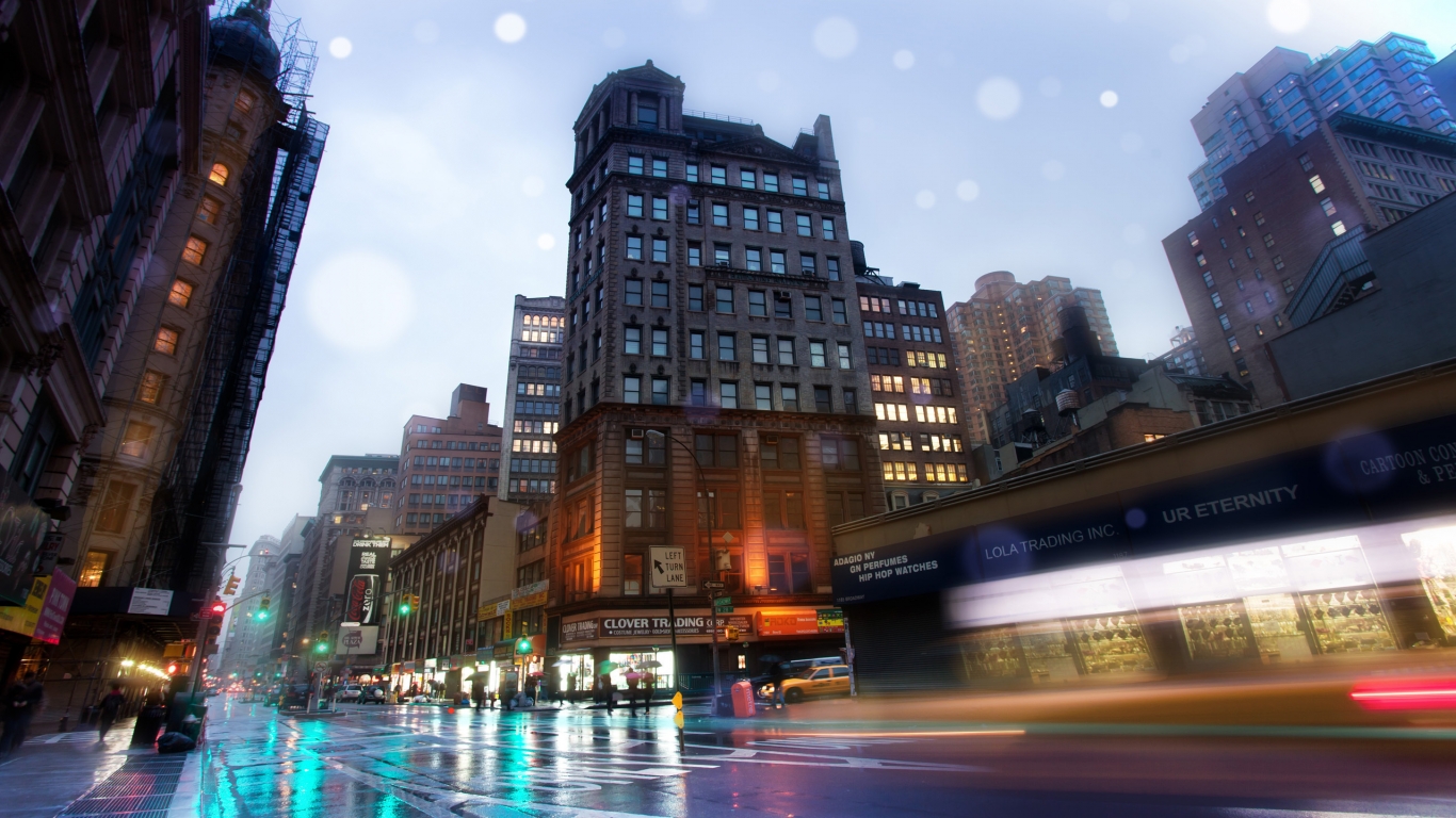 New York Broadway Street for 1366 x 768 HDTV resolution