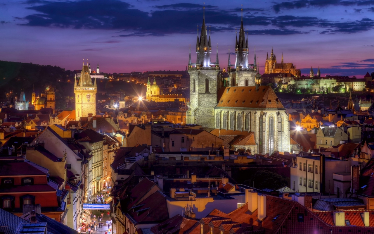 Night Lights in Prague for 1280 x 800 widescreen resolution