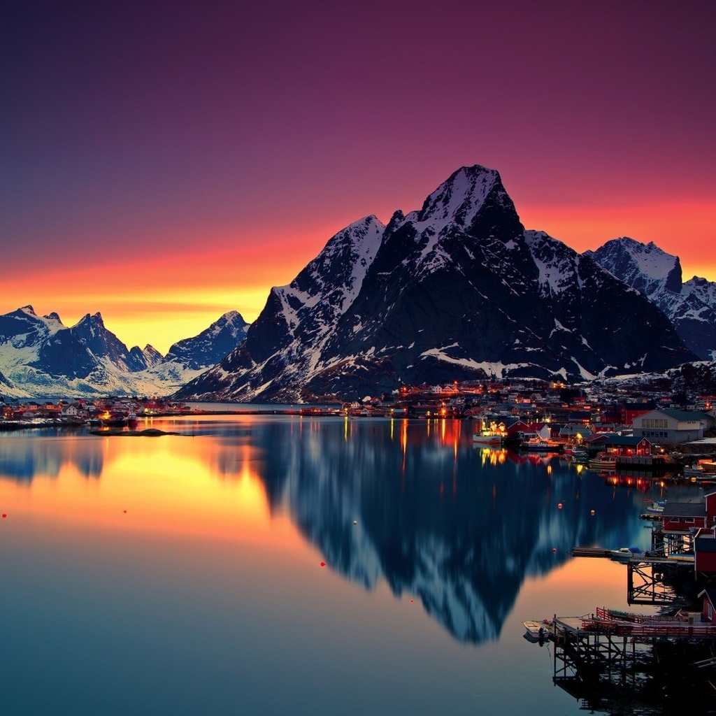 Night Lofoten Islands Norway for 1024 x 1024 iPad resolution