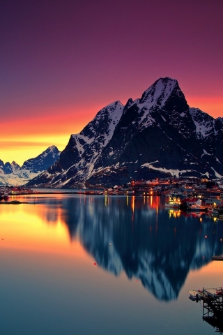 Night Lofoten Islands Norway for 320 x 480 iPhone resolution