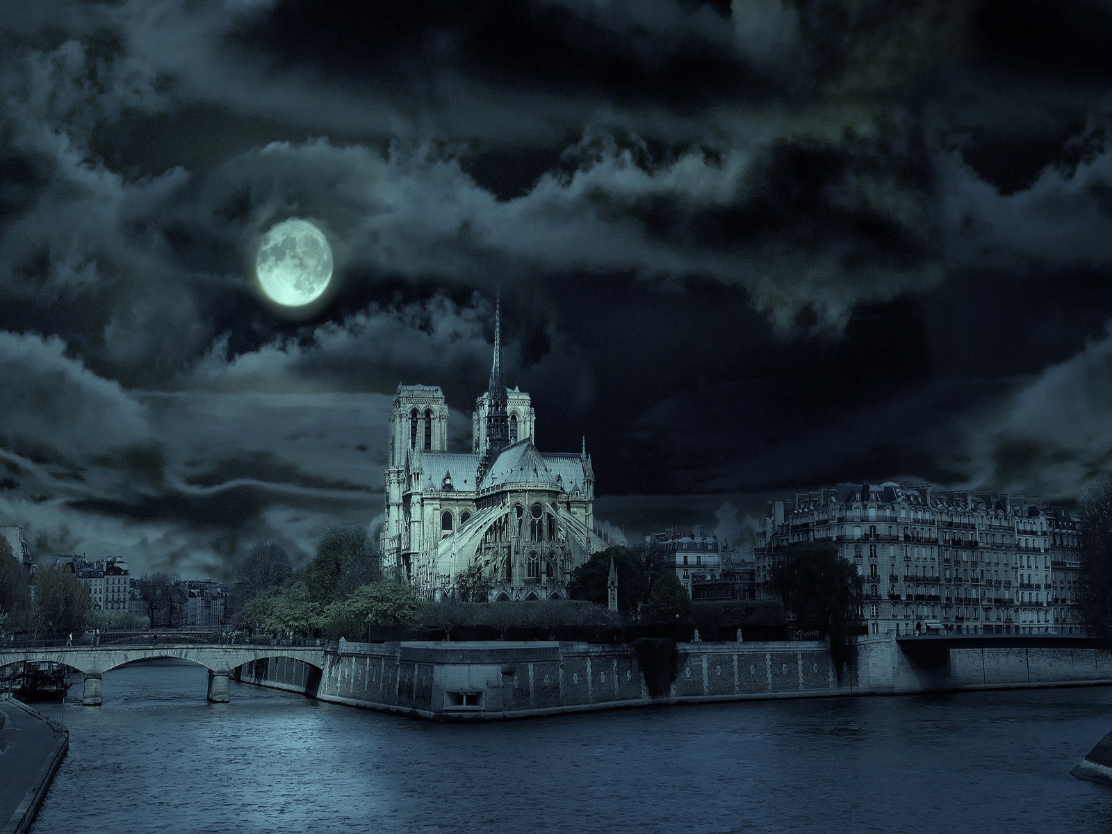 Notre Dame de Paris Night for 1600 x 1200 resolution