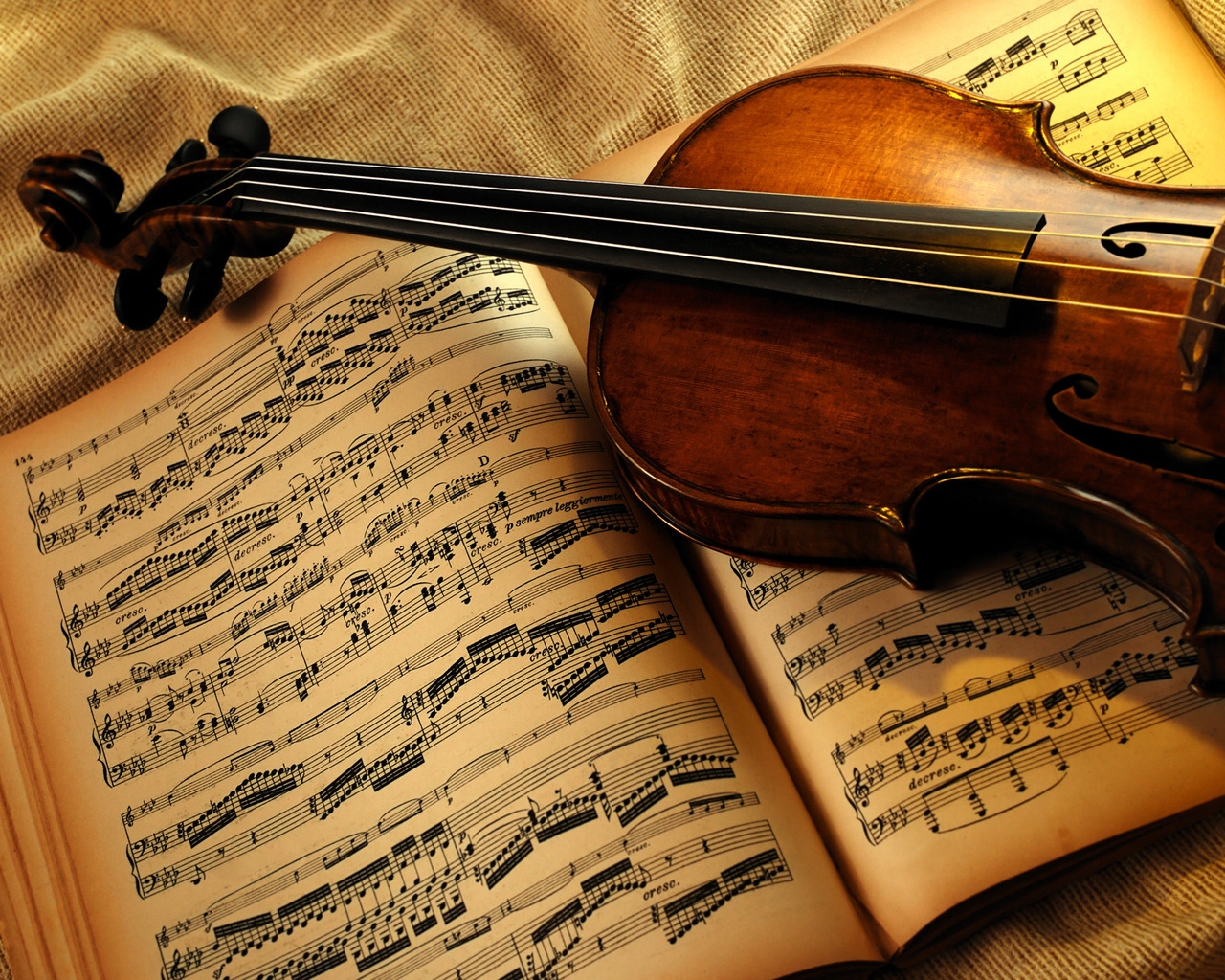 Old Violin and Book for 1280 x 1024 resolution