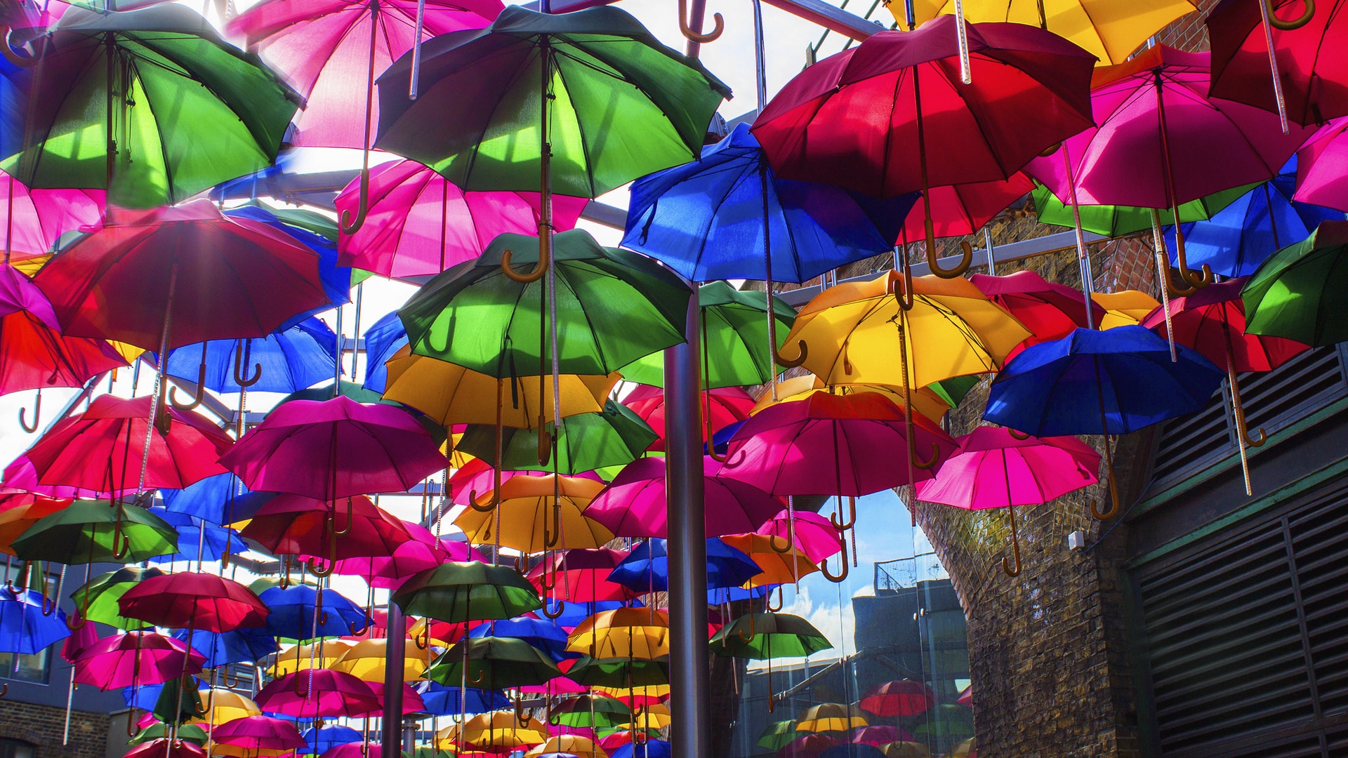Opened Colorful Umbrellas for 1920 x 1080 HDTV 1080p resolution