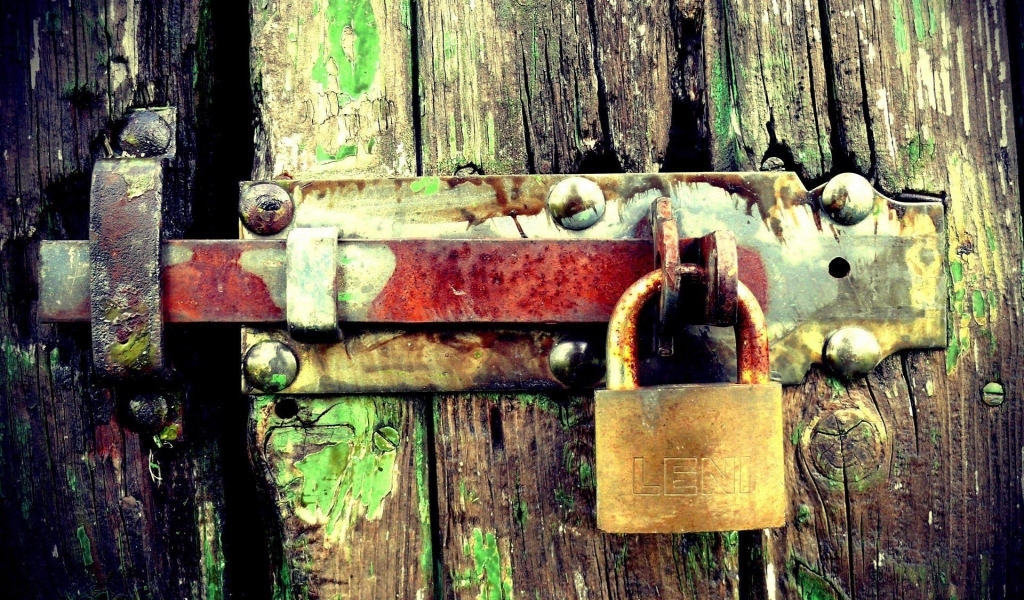 Padlock on the gate for 1024 x 600 widescreen resolution