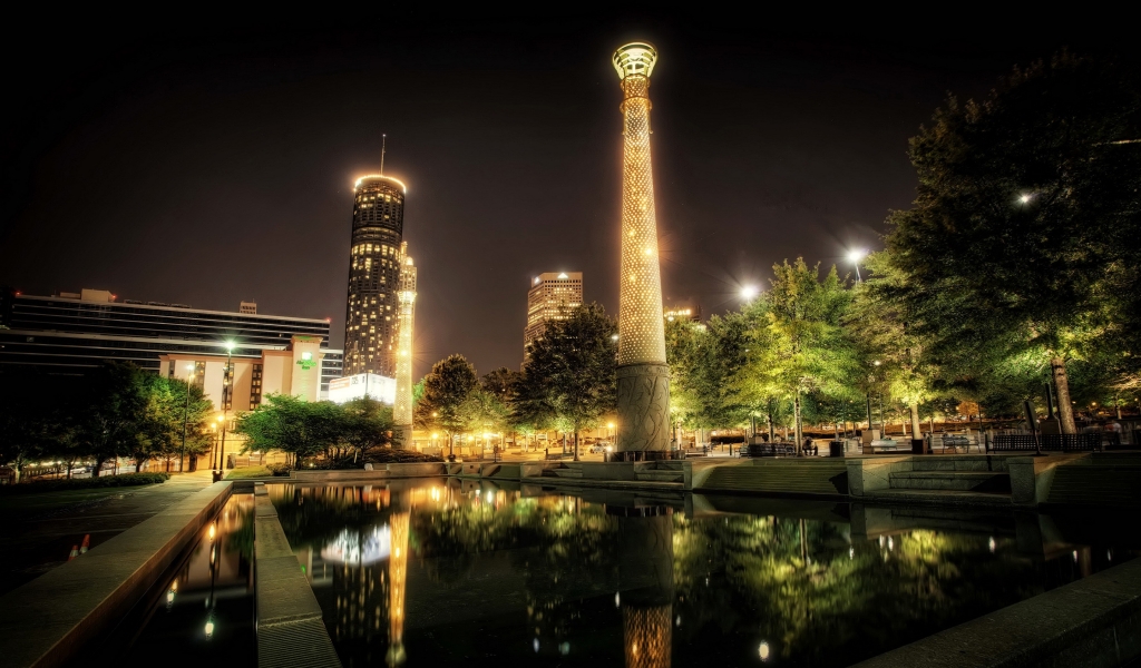 Park Centennial Atlanta Night for 1024 x 600 widescreen resolution