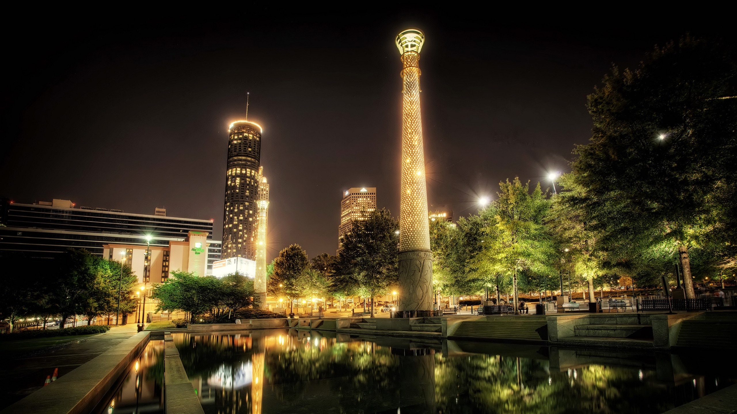 Park Centennial Atlanta Night for 2560x1440 HDTV resolution