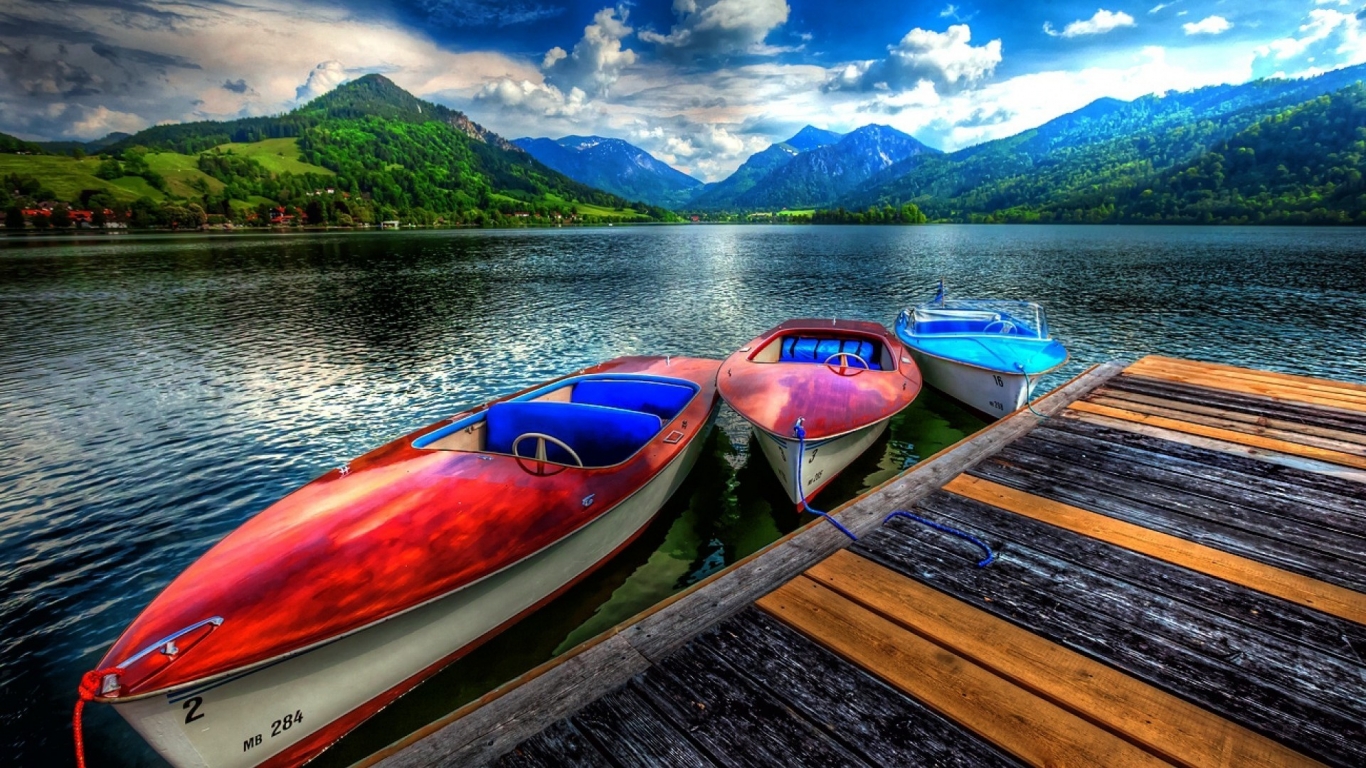 Parked Boats for 1366 x 768 HDTV resolution