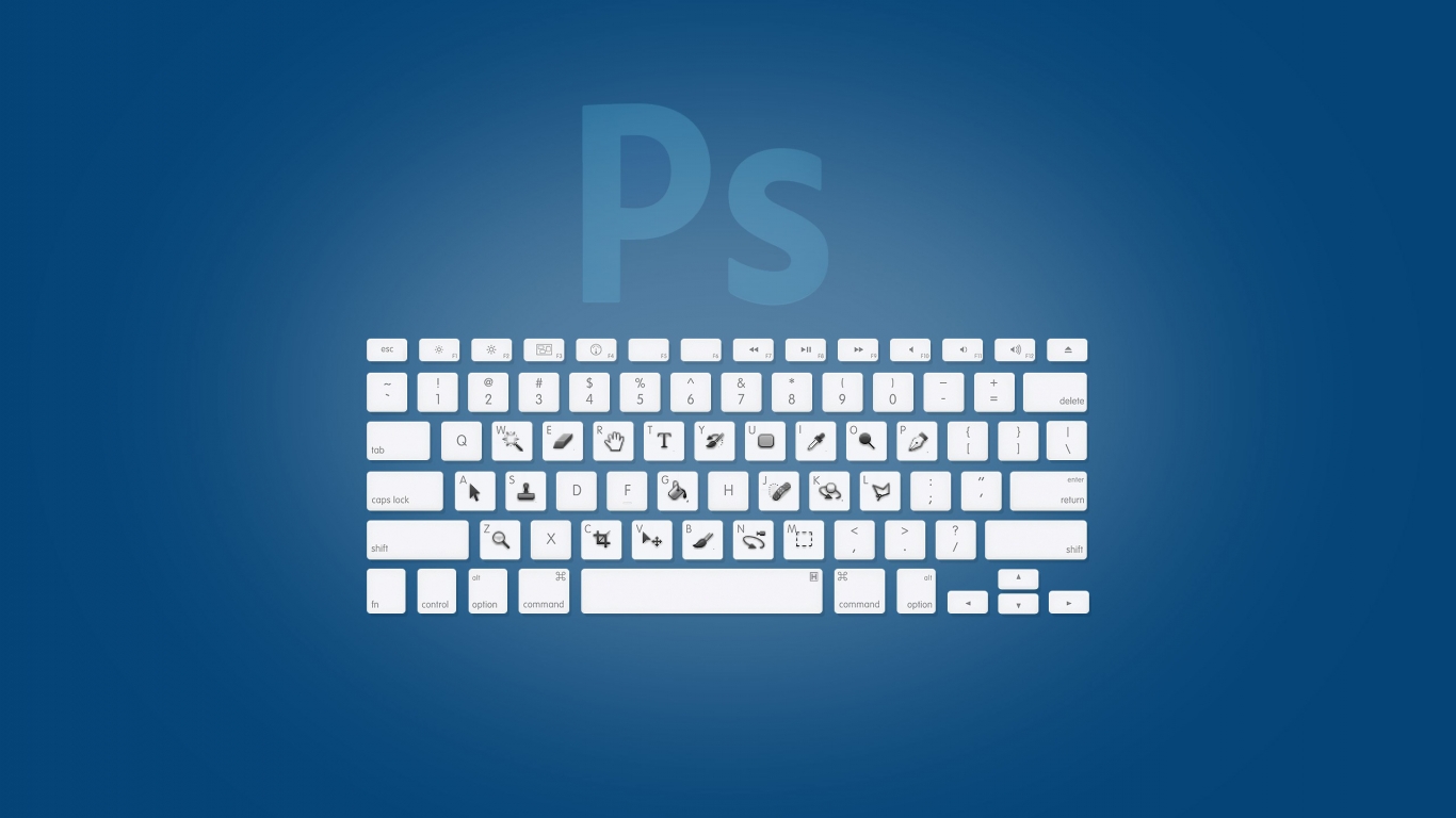 Photoshop Keyboard for 1366 x 768 HDTV resolution