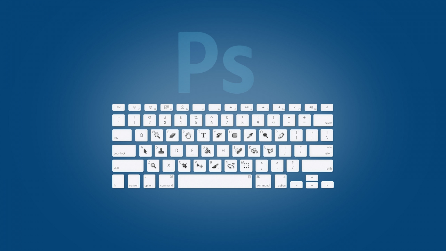 Photoshop Keyboard for 1536 x 864 HDTV resolution