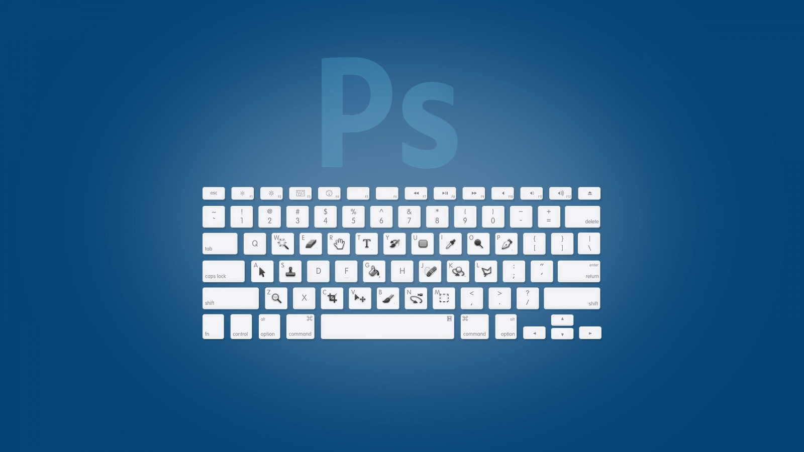 Photoshop Keyboard for 1600 x 900 HDTV resolution