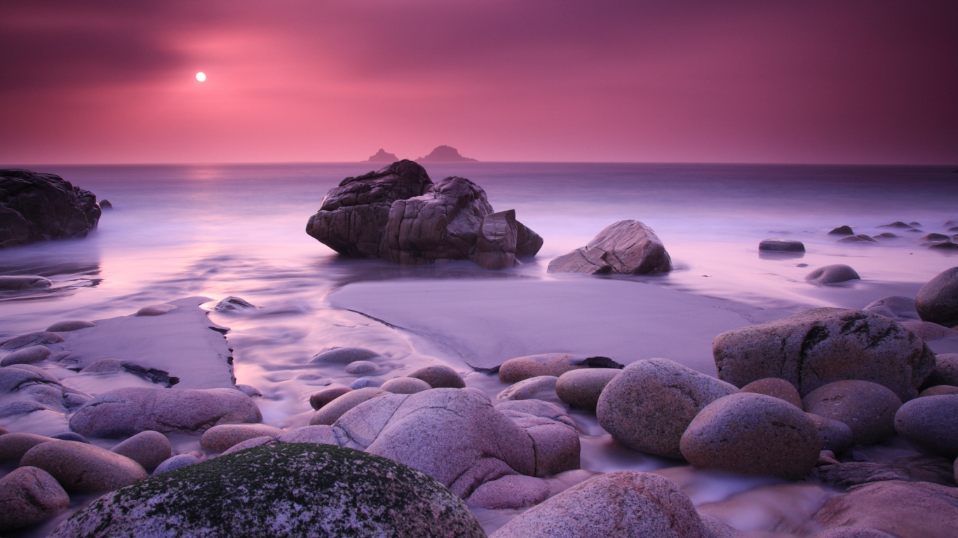 Pink Haze and Stones for 1366 x 768 HDTV resolution