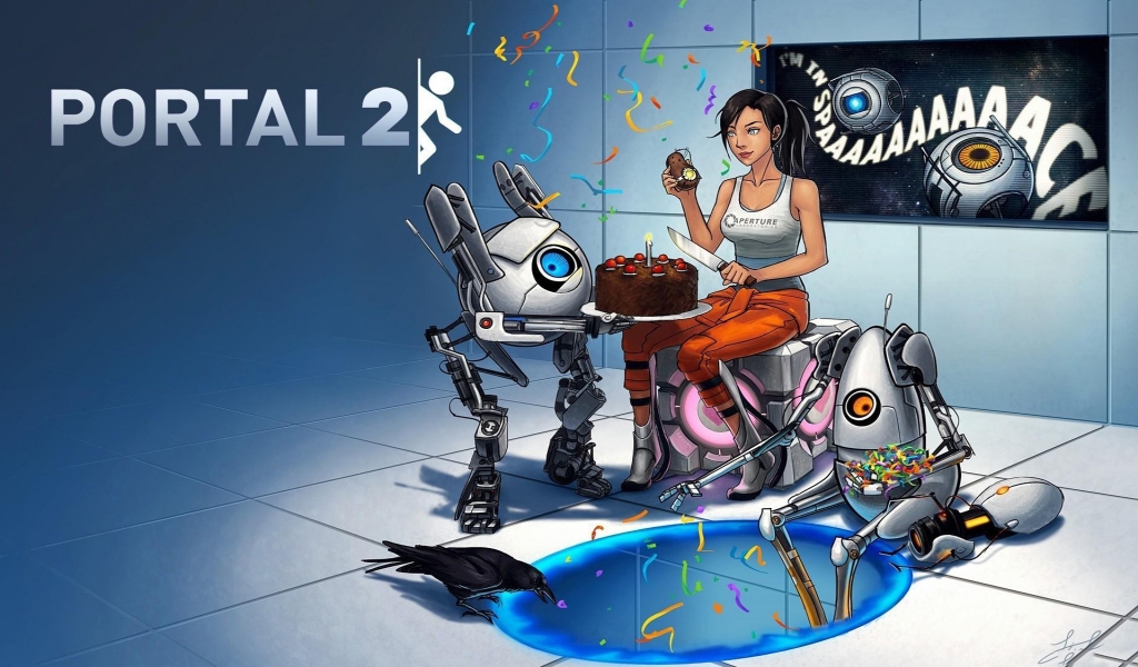 Portal 2 Anniversary for 1024 x 600 widescreen resolution