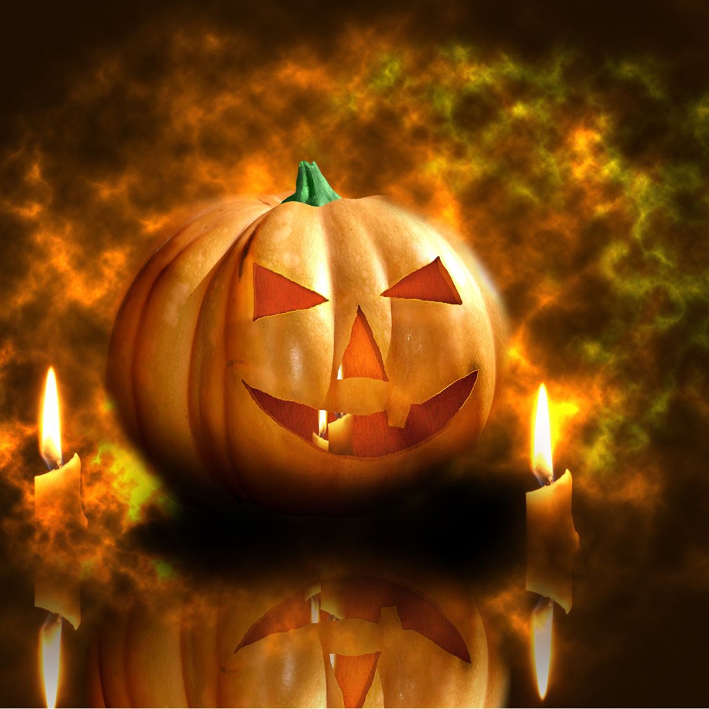 Pumpkin and Candles for 1024 x 1024 iPad resolution