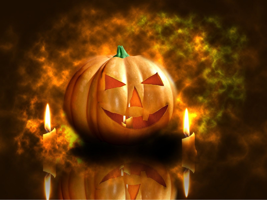 Pumpkin and Candles for 1024 x 768 resolution