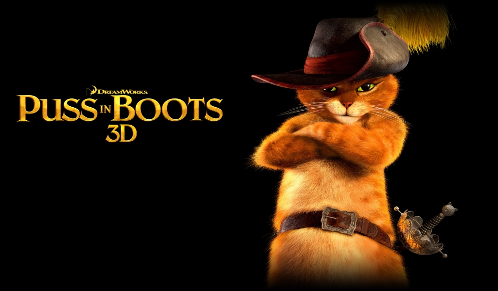 Puss in Boots 3D for 1024 x 600 widescreen resolution