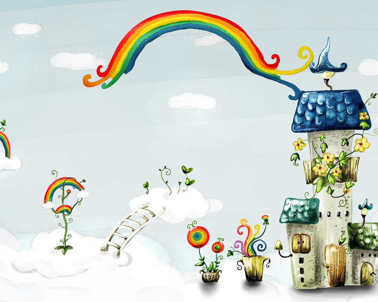 Rainbow and House for 1280 x 1024 resolution